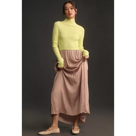 ANTHROPOLOGIE The Thea Twofer Sweaterdress in Neutral Size Medium NWT - Picture 1 of 10
